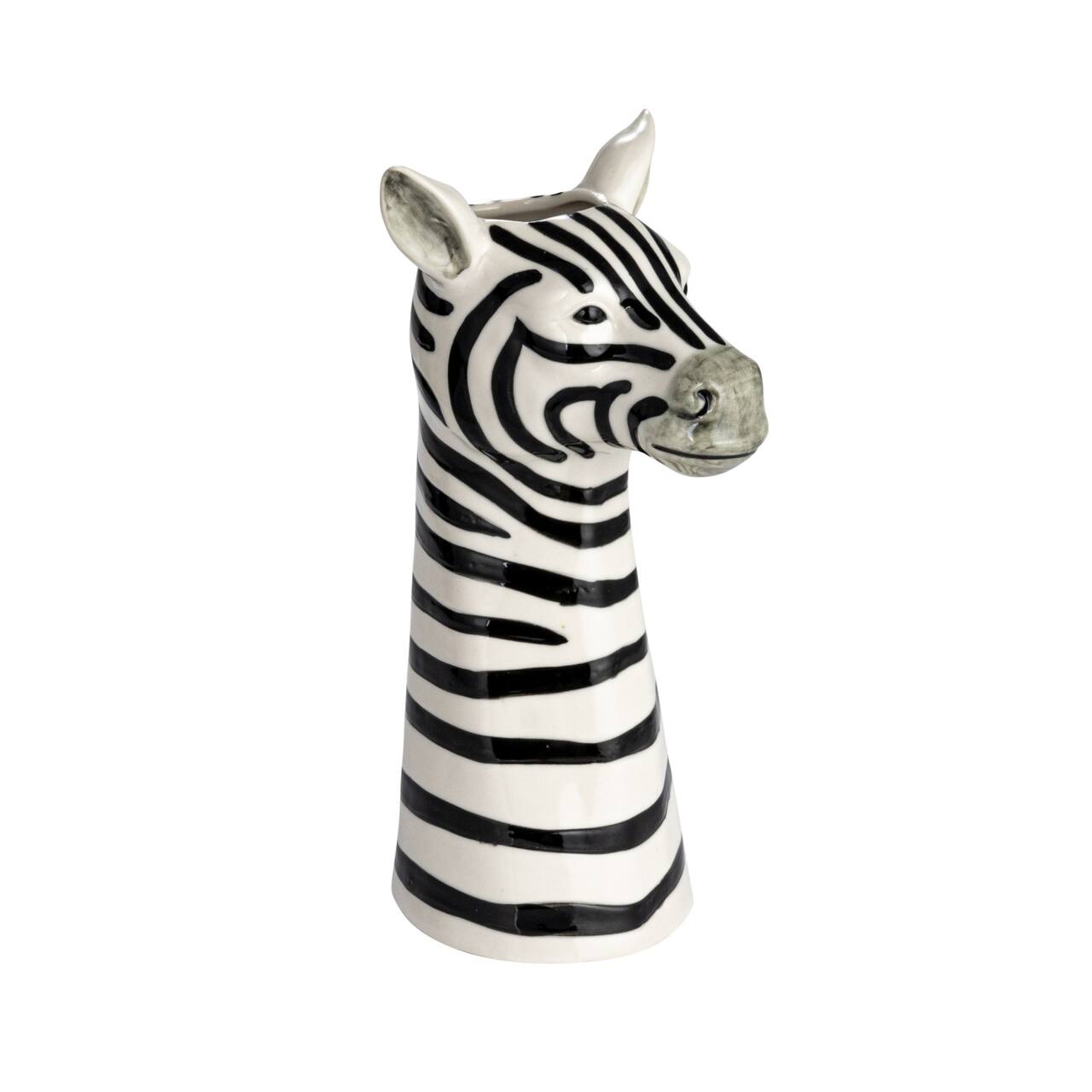 Hello Honey® 11.5" White & Black Hand-Painted Decorative Stoneware Zebra Vase